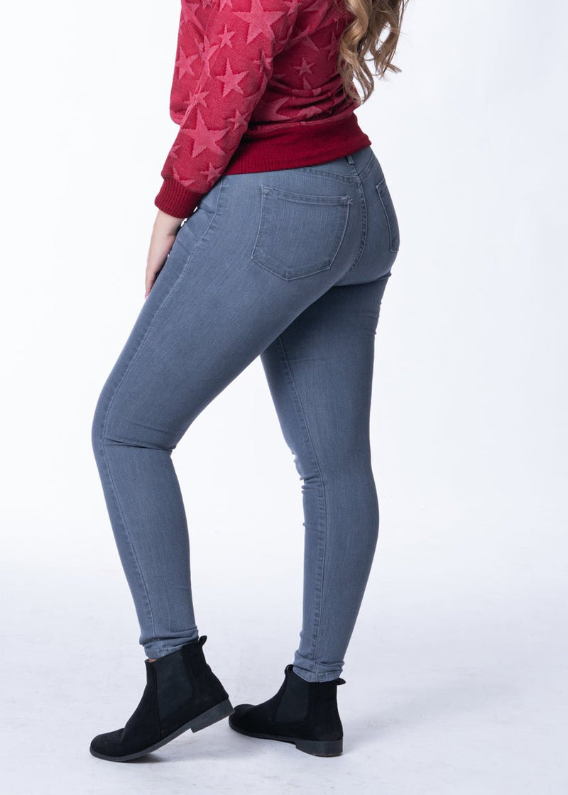 High Rise Grey Denim Skinny Jean