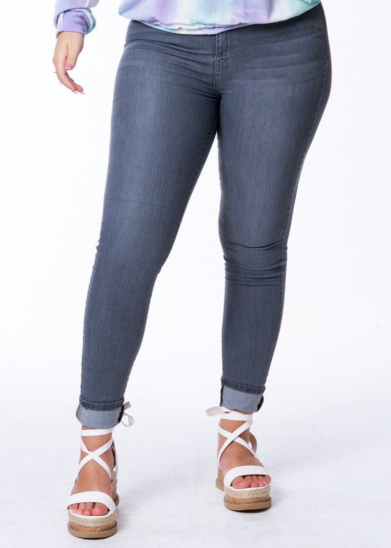 High Rise Grey Denim Skinny Jean