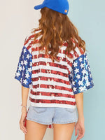 Patriotic Sequin Top - Striped