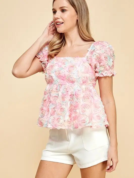 Floral Square Neck Blouse