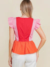 Color Block Peplum Blouse