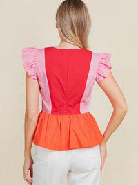 Color Block Peplum Blouse