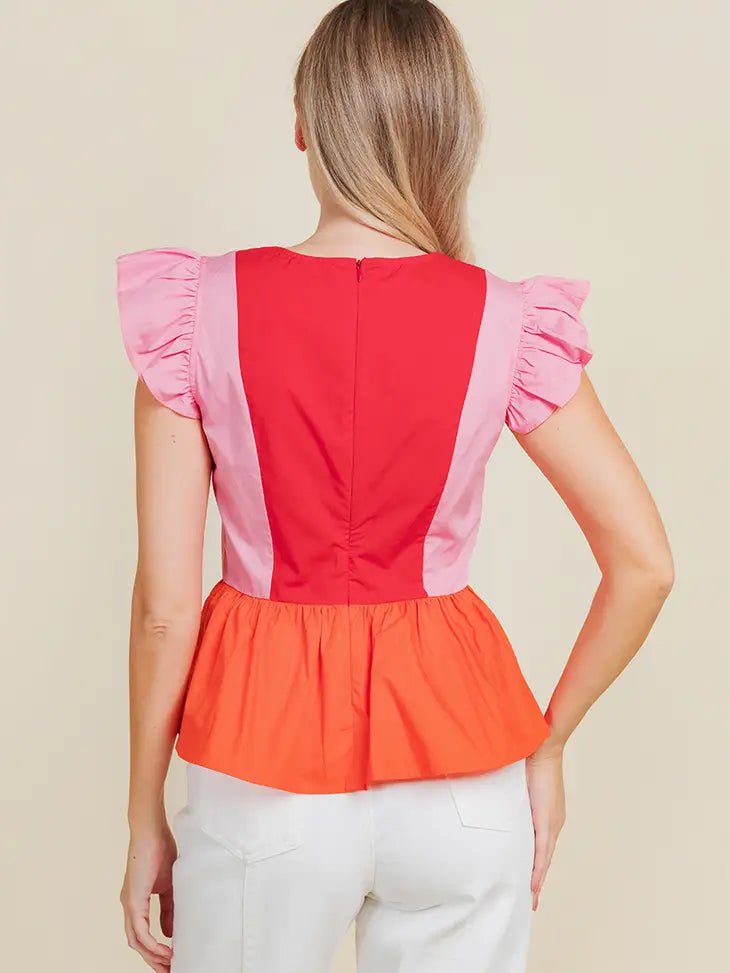 Color Block Peplum Blouse