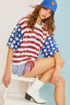 Patriotic Sequin Top - Striped