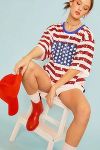 Patriotic Sequin Top
