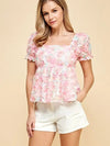 Floral Square Neck Blouse