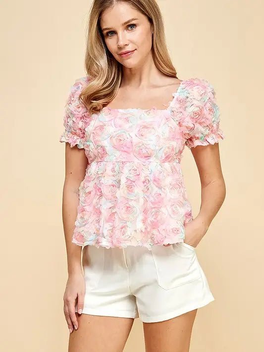 Floral Square Neck Blouse