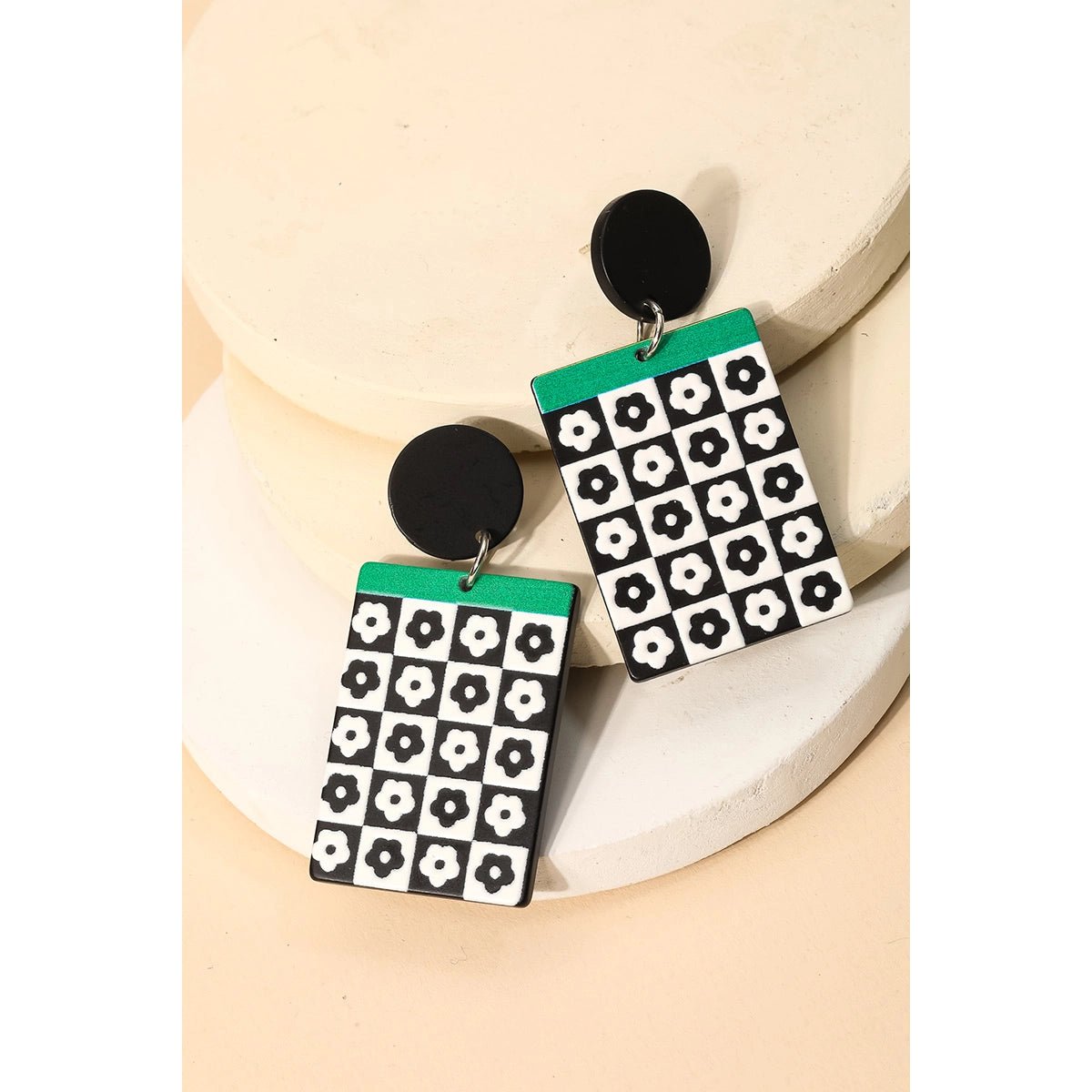 Checkered Flowers Earrings