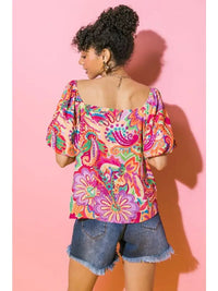 Floral Puff Sleeve Blouse