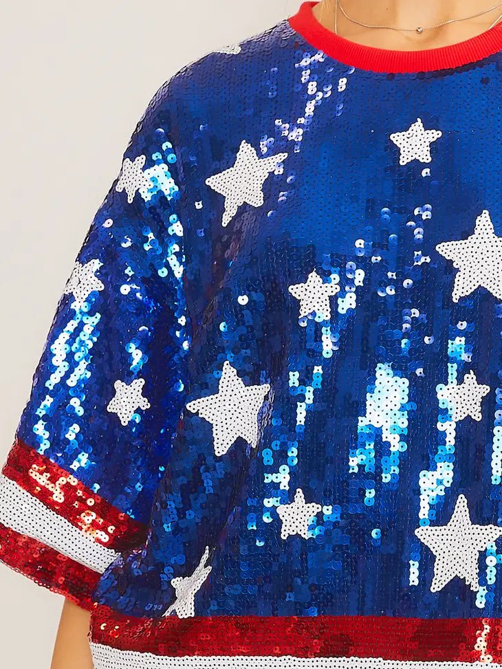 Patriotic Sequin Top - Blue