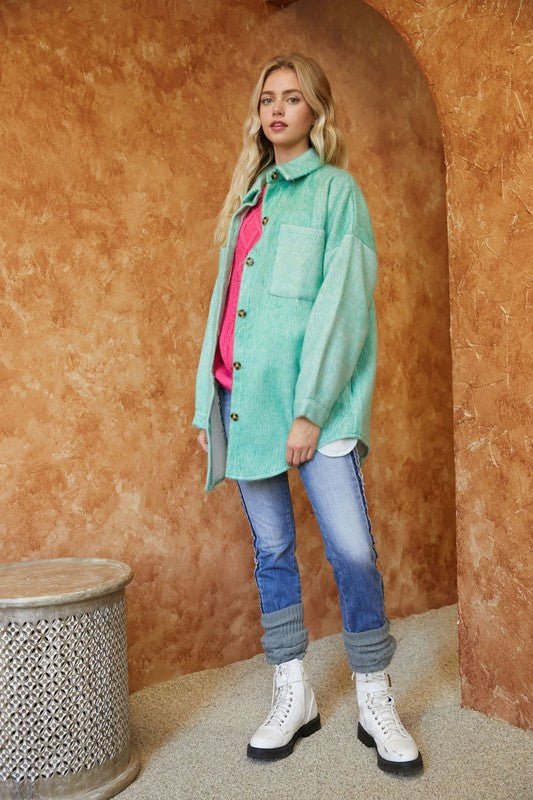 The Classic Cozy Shacket - Mint