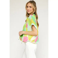 Chartreuse V-Neck Blouse