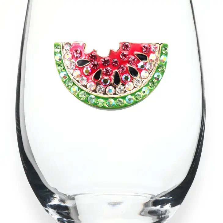 Jeweled Stemless Wine Glass - Watermelon