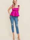 Satin Square Neck Tie Top Baby Doll Tank