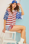 Patriotic Sequin Top - Striped