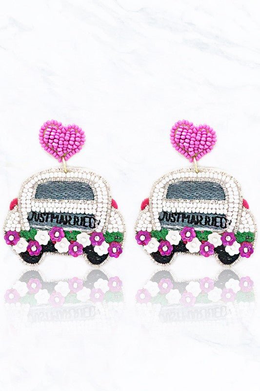 Just Married Beaded Earrings