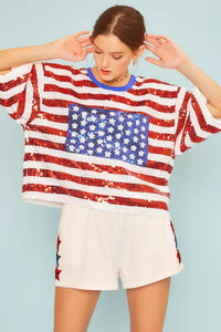Patriotic Sequin Top