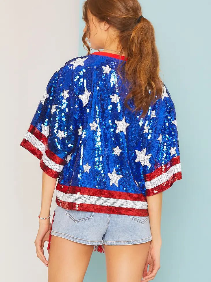 Patriotic Sequin Top - Blue