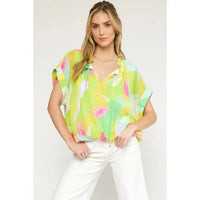 Chartreuse V-Neck Blouse