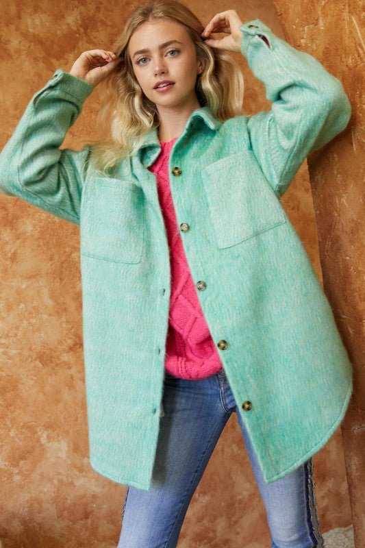 The Classic Cozy Shacket - Mint