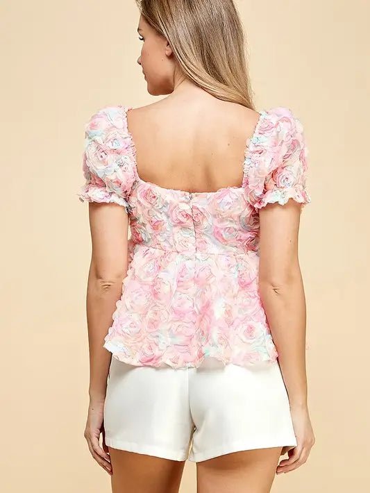 Floral Square Neck Blouse