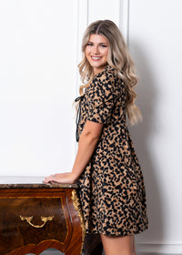 THML Leopard Pintucked Dress