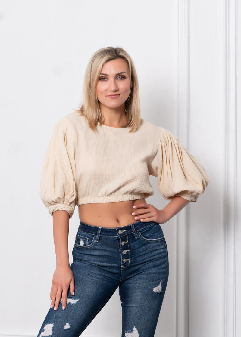 ONE LEFT!!! Quarter Puff Sleeve Crop Top