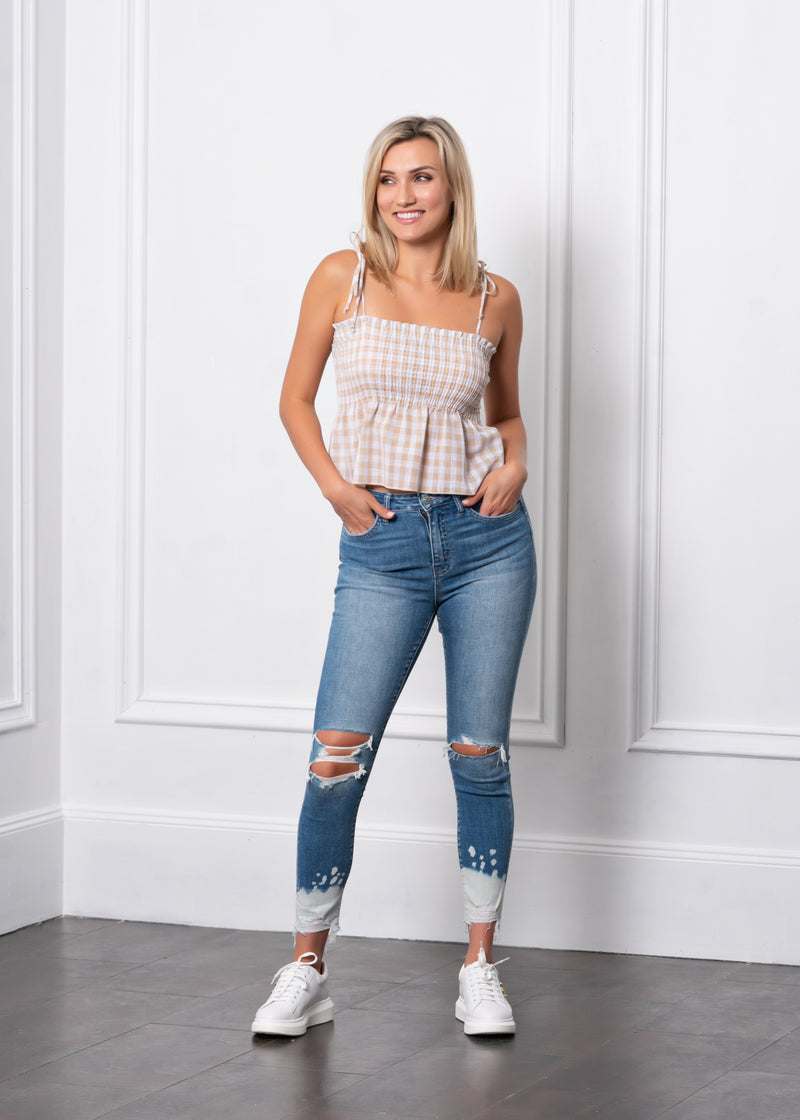 Distressed Bleach Skinny Jeans