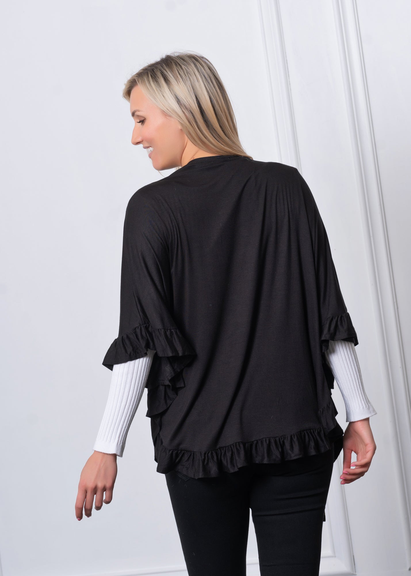 Everyday Cardigan Lightweight Knit Wrap - Black and Burgundy