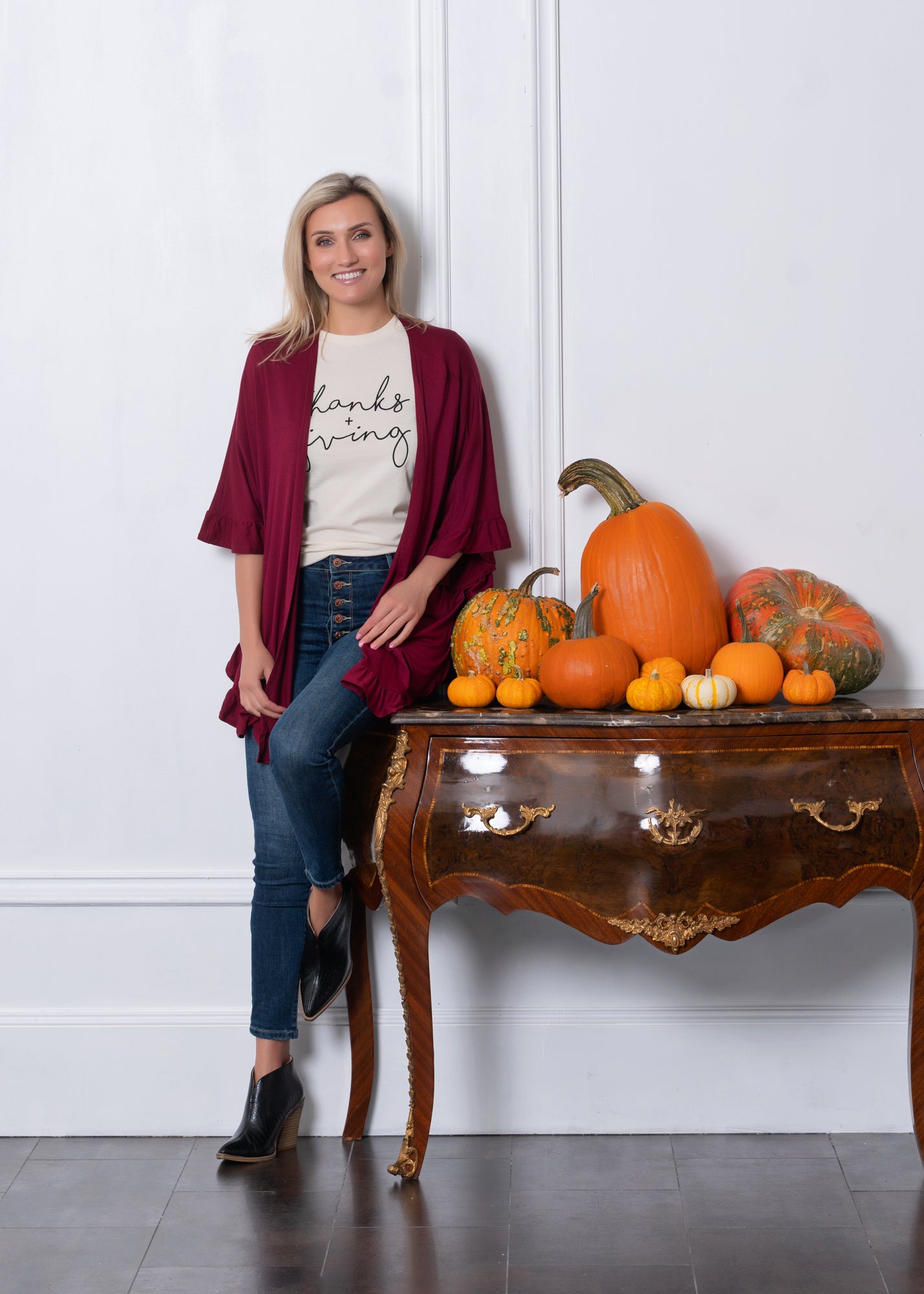 Everyday Cardigan Lightweight Knit Wrap - Black and Burgundy