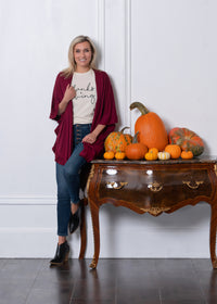 Everyday Cardigan Lightweight Knit Wrap - Black and Burgundy