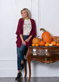 Everyday Cardigan Lightweight Knit Wrap - Black and Burgundy