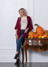 Everyday Cardigan Lightweight Knit Wrap - Black and Burgundy