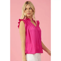 Emmy Hot Pink Ruffle Blouse