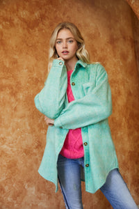The Classic Cozy Shacket - Mint