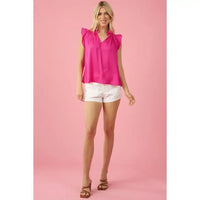 Emmy Hot Pink Ruffle Blouse