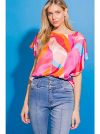 Printed Satin Top