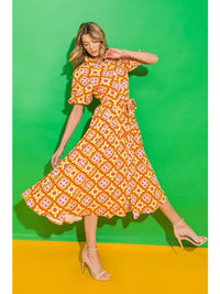 Woven Printed Midi Dress