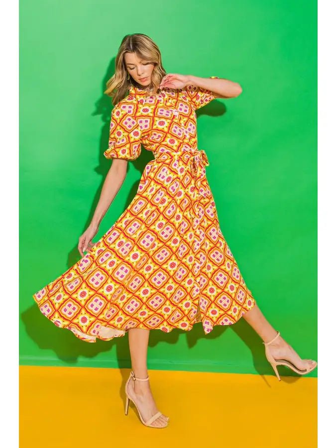 Woven Printed Midi Dress