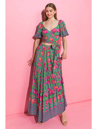 Cropped Floral Wrap Top