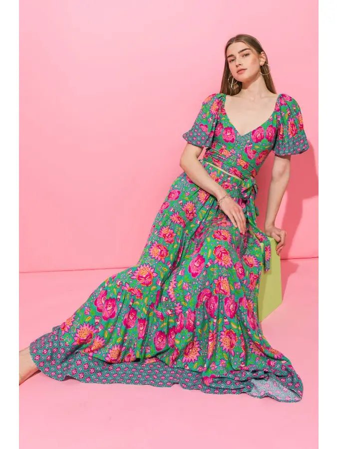 Cropped Floral Wrap Top