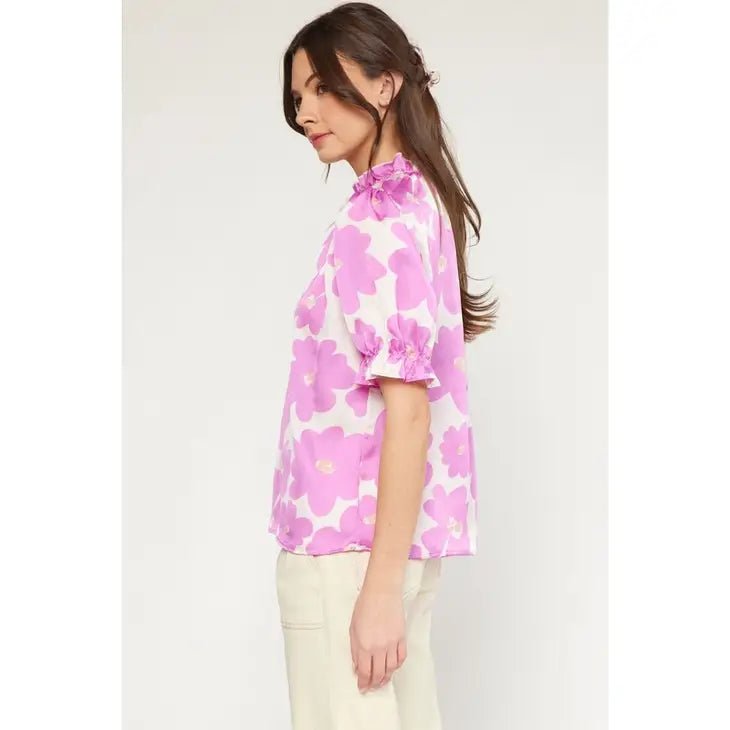 Floral Mock Neck Blouse