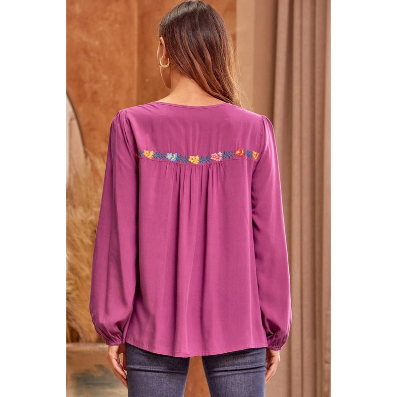 Embroidered Babydoll Blouse