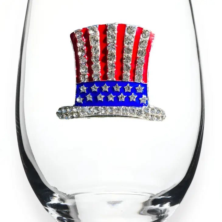 Jeweled Stemless Wine Glass - Top Hat