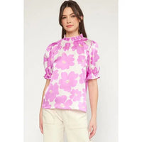 Floral Mock Neck Blouse