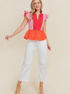Color Block Peplum Blouse