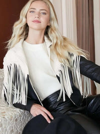 Cropped Fringe Jacket - Beige