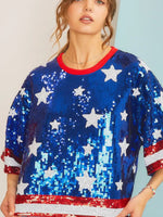 Patriotic Sequin Top - Blue