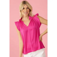 Emmy Hot Pink Ruffle Blouse