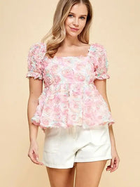 Floral Square Neck Blouse